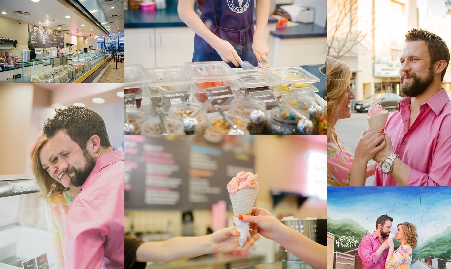 Engagment shoot at Marble Slab in downtown Asheville, NC