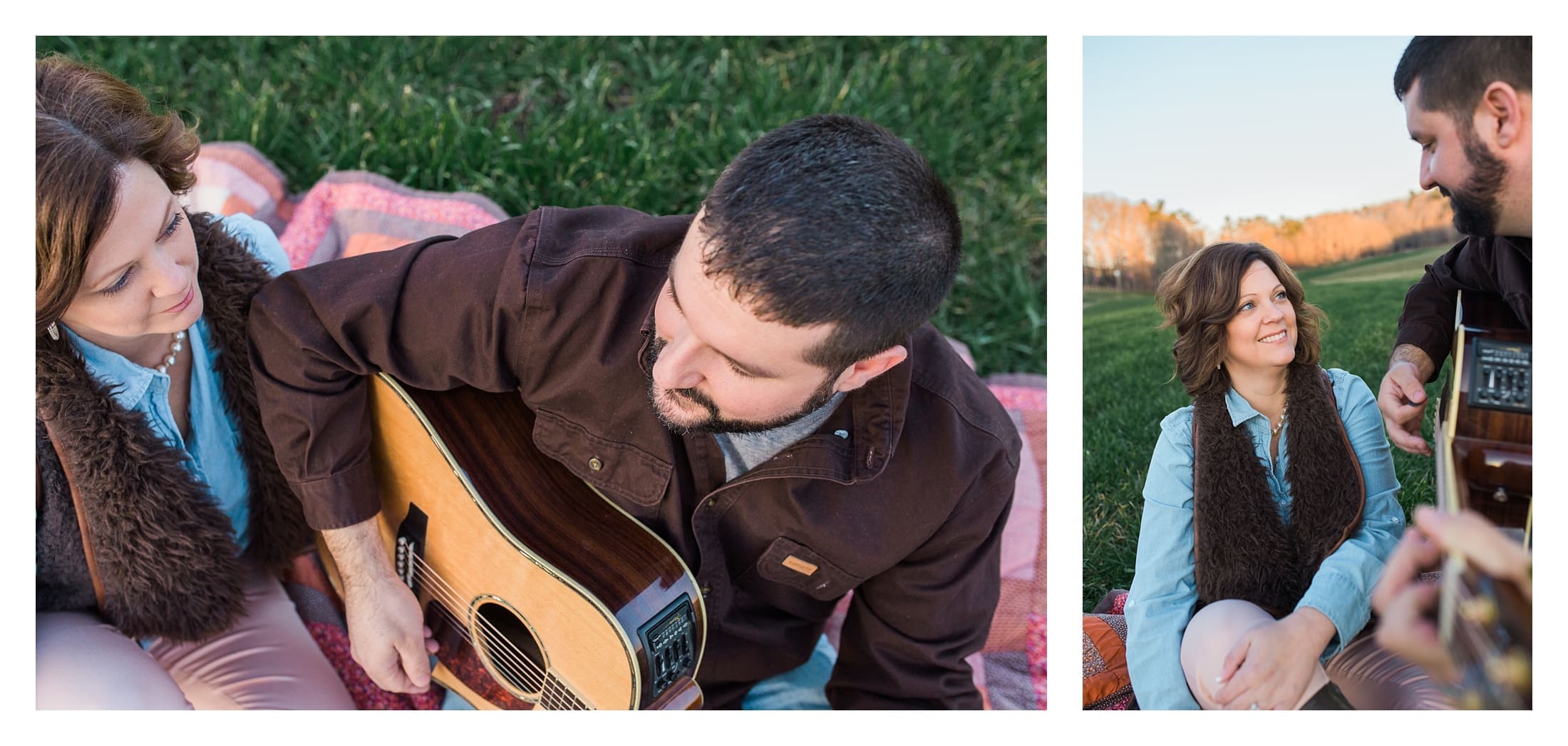 Couple singing and playing guitar