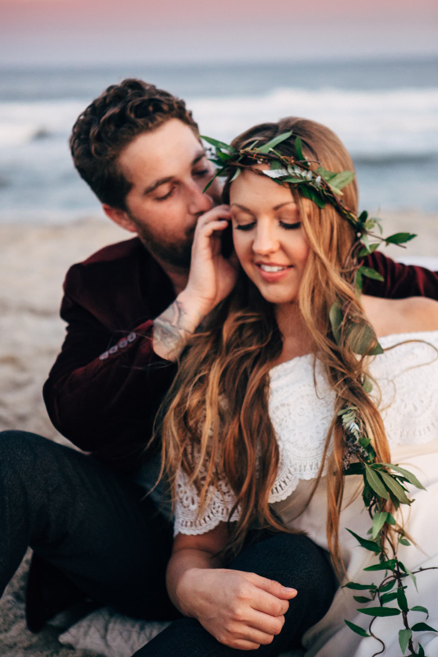 north carolina beach elopement, Boho Wedding at Sunset, Elopement Sunset Beach, pictures by Kathy Beaver Photography