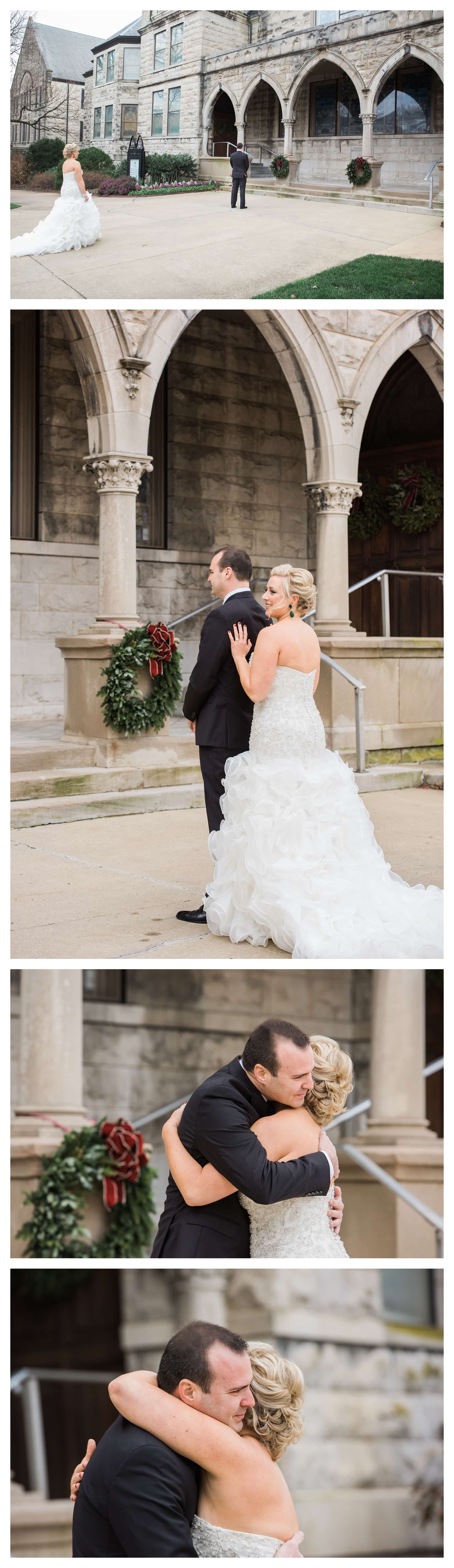 First look United Methodist downtown Asheville, Bride and groom first look, Asheville wedding first look