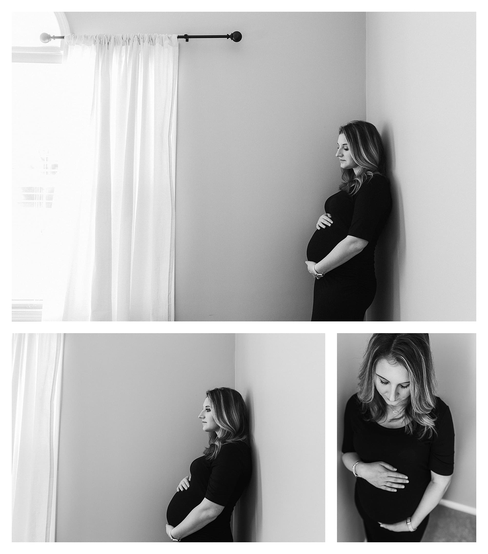 Indoor Maternity Pictures in Black and White