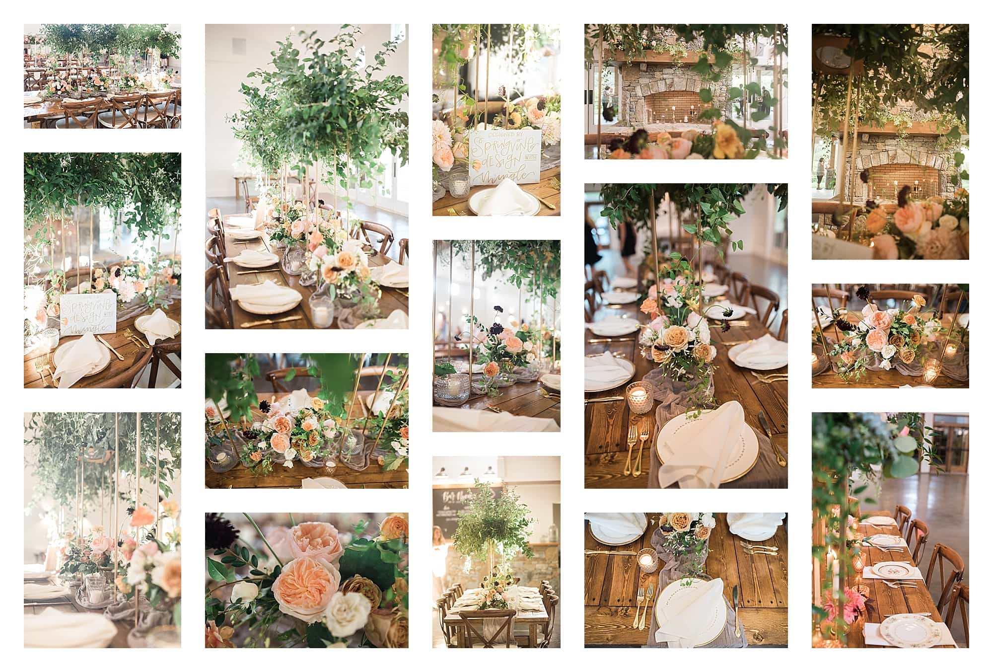 Peach and cream wedding table design ideas