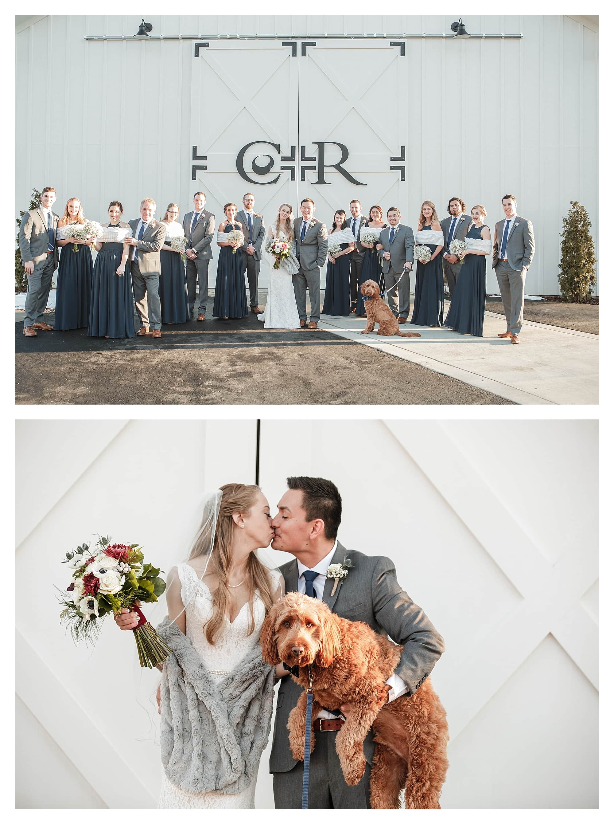 Bridal party with dog