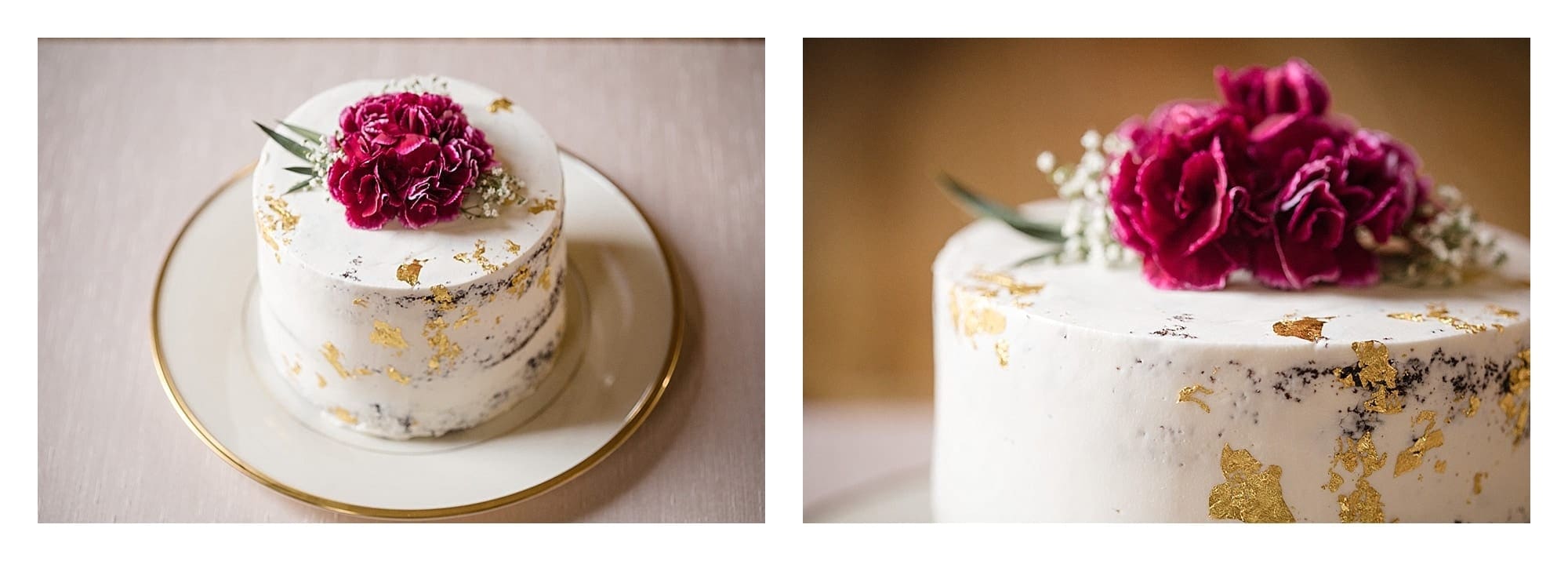 Naked cake with buttercream and gold leaf