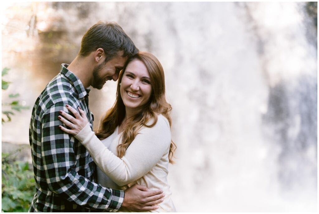 Waterfall engagement photos in Asheville, NC along the Blue Ridge Parkway.