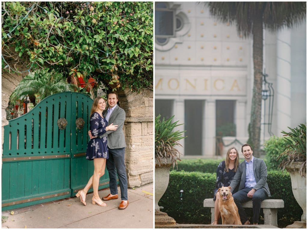 Foggy downtown engagement photos.