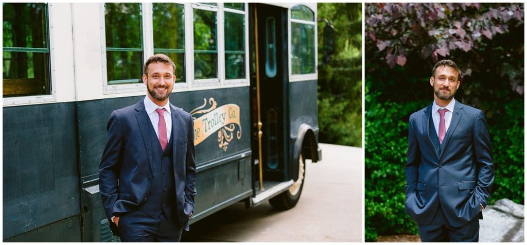 Groom on his wedding day with The Trolley Co.