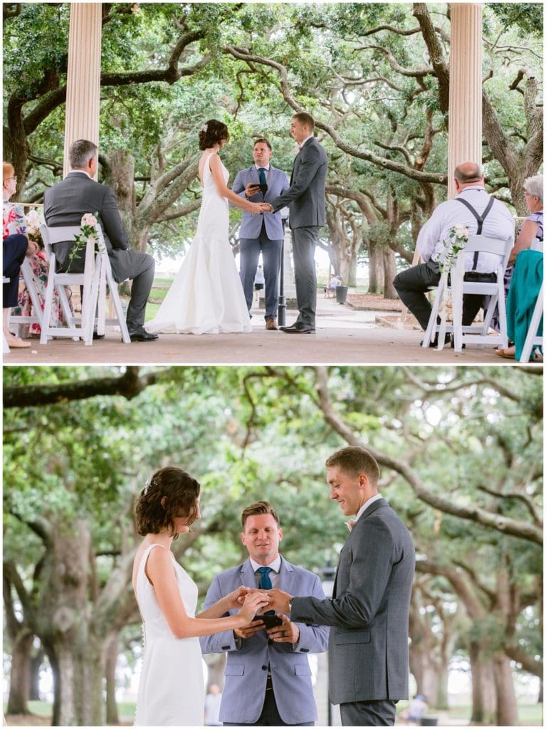 White Point Gardens intimate wedding ceremony  | Charleston Wedding Photographer 