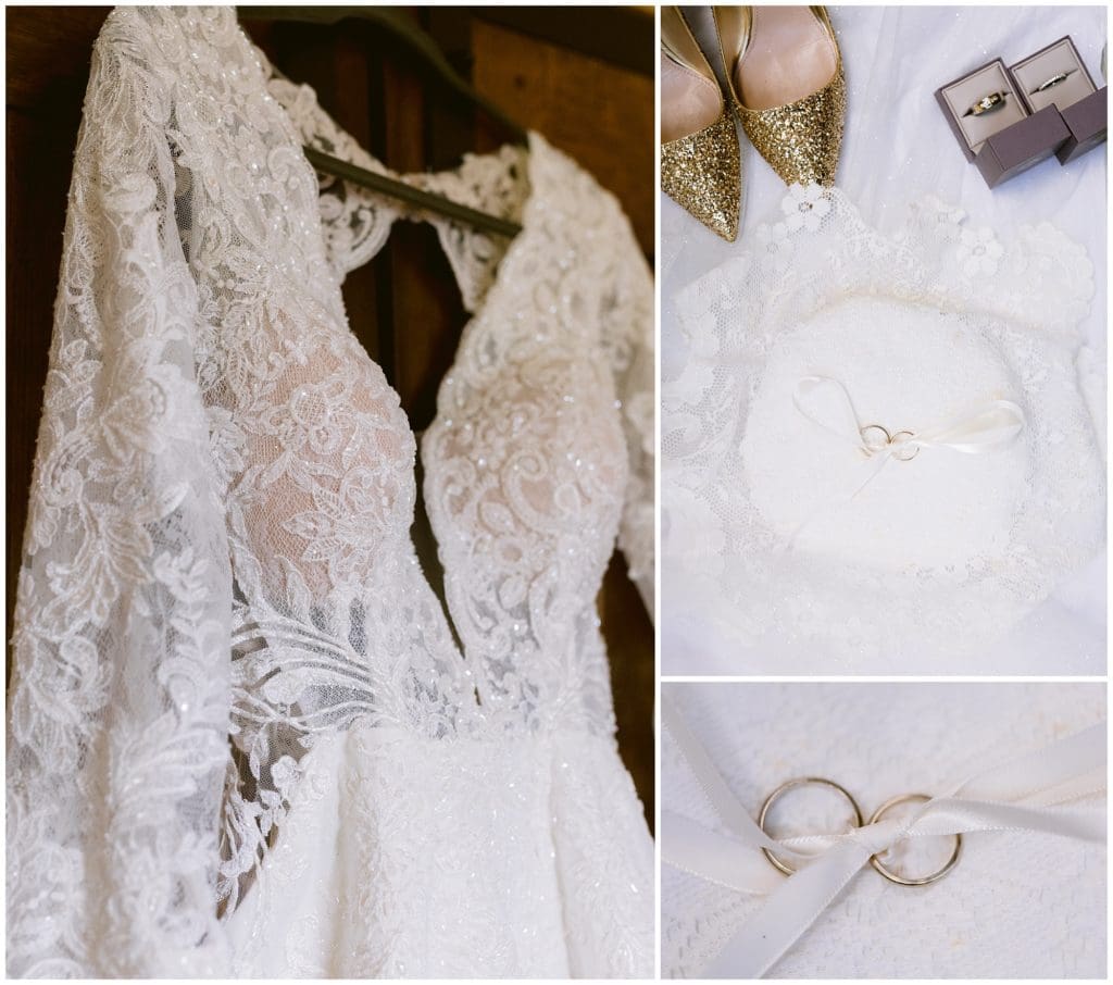 White and gold wedding day details at the Omni Grove Park Inn.