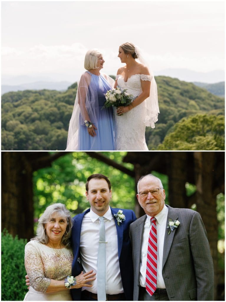 Family photos on a wedding day in the NC Mountains.