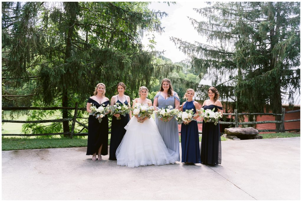 The bride with her bridesmaids before the wedding ceremony.