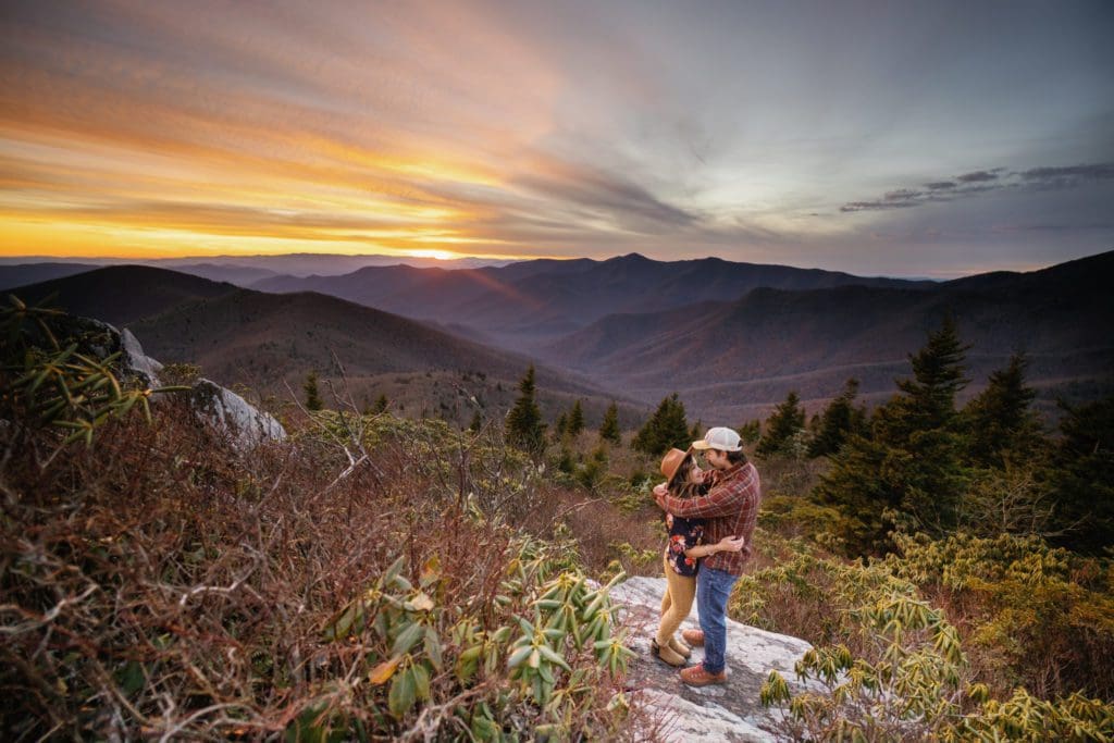 Landscape photo of the blue ridge mountains during Bethany and Andy's engagement | Asheville Engagement Photographer