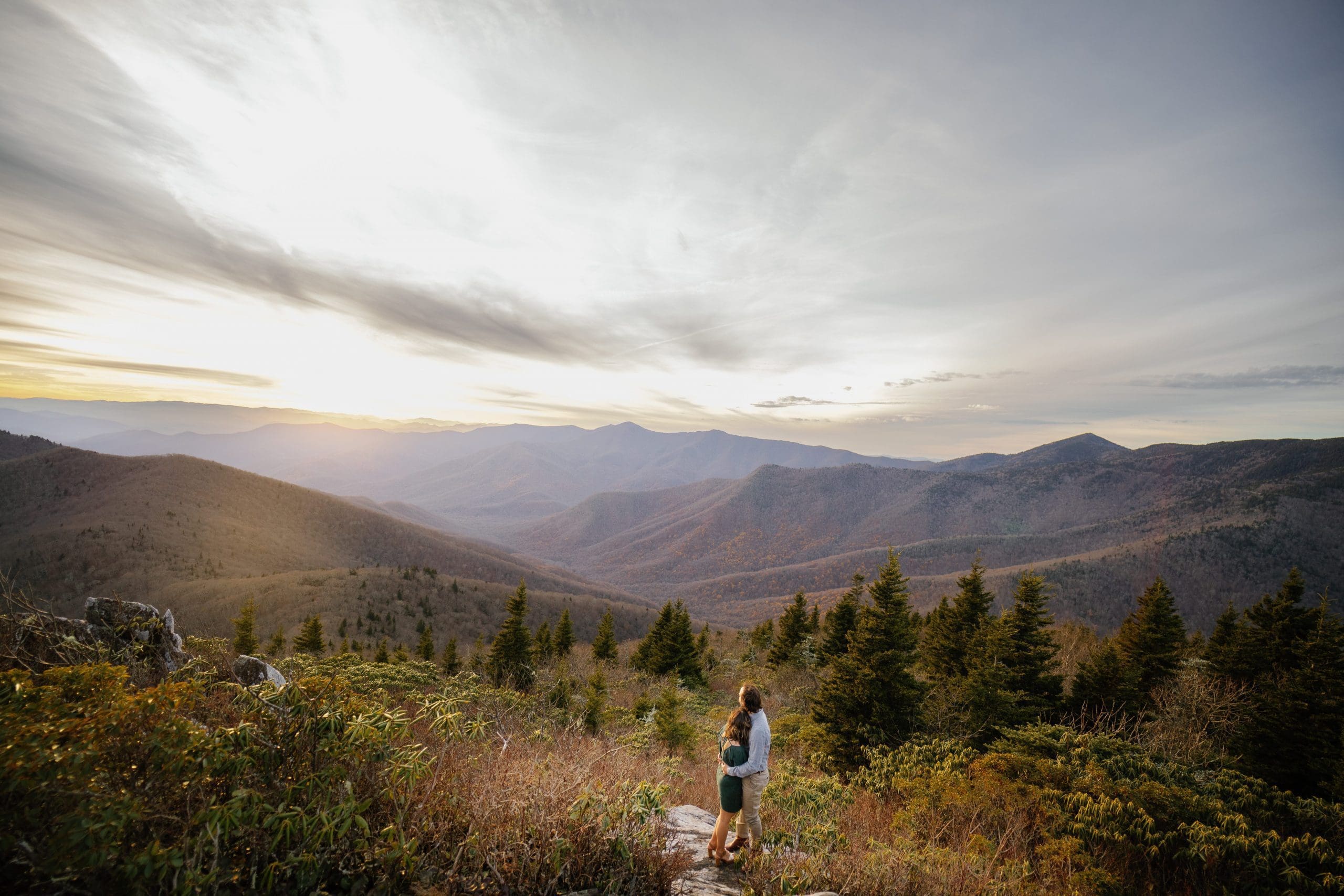 Engagement photos in Asheville with Mountain Views | Asheville Engagement Photographer