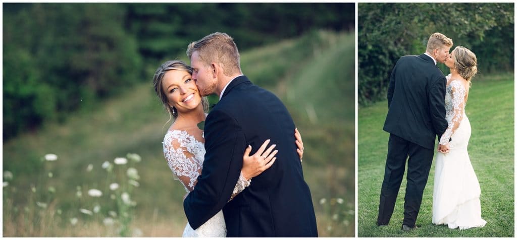 Sunset bride and groom sunset portraits at Chestnut Ridge NC Wedding Venue 