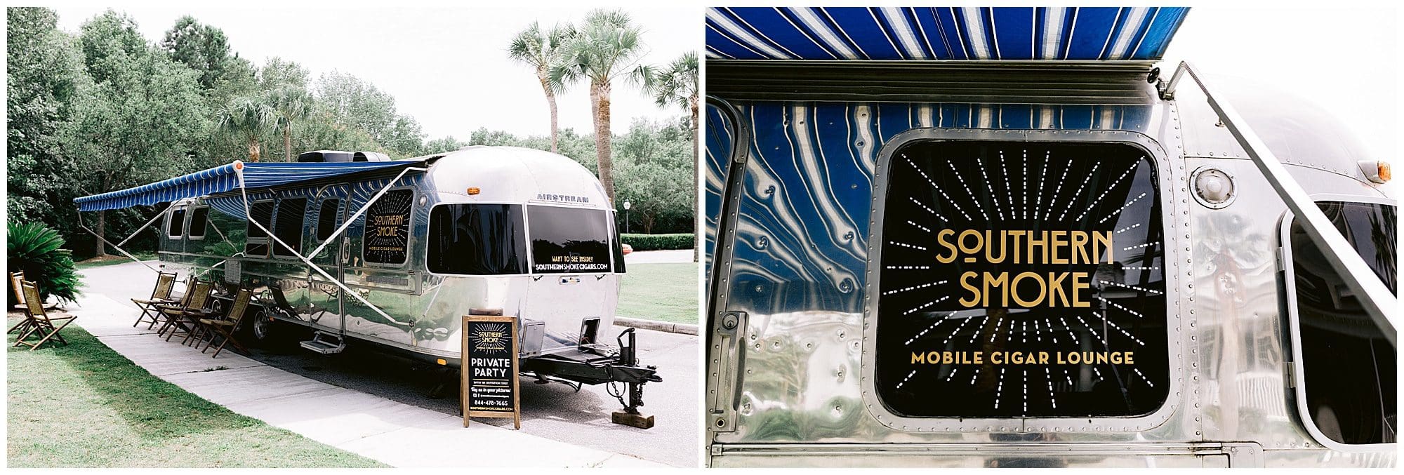 Mobile Cigar Lounge for guests at this Charleston area wedding.