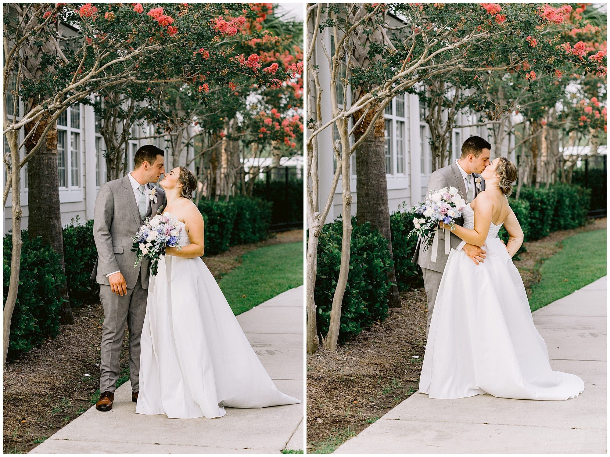 Bride and Groom kiss at Mount Pleasant Wedding.