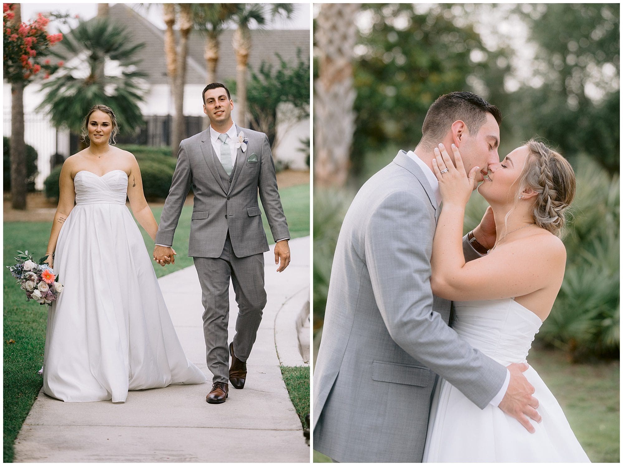 Bride and groom kiss. Taken by Kathy Beaver Photography, an Asheville Wedding Photographer.