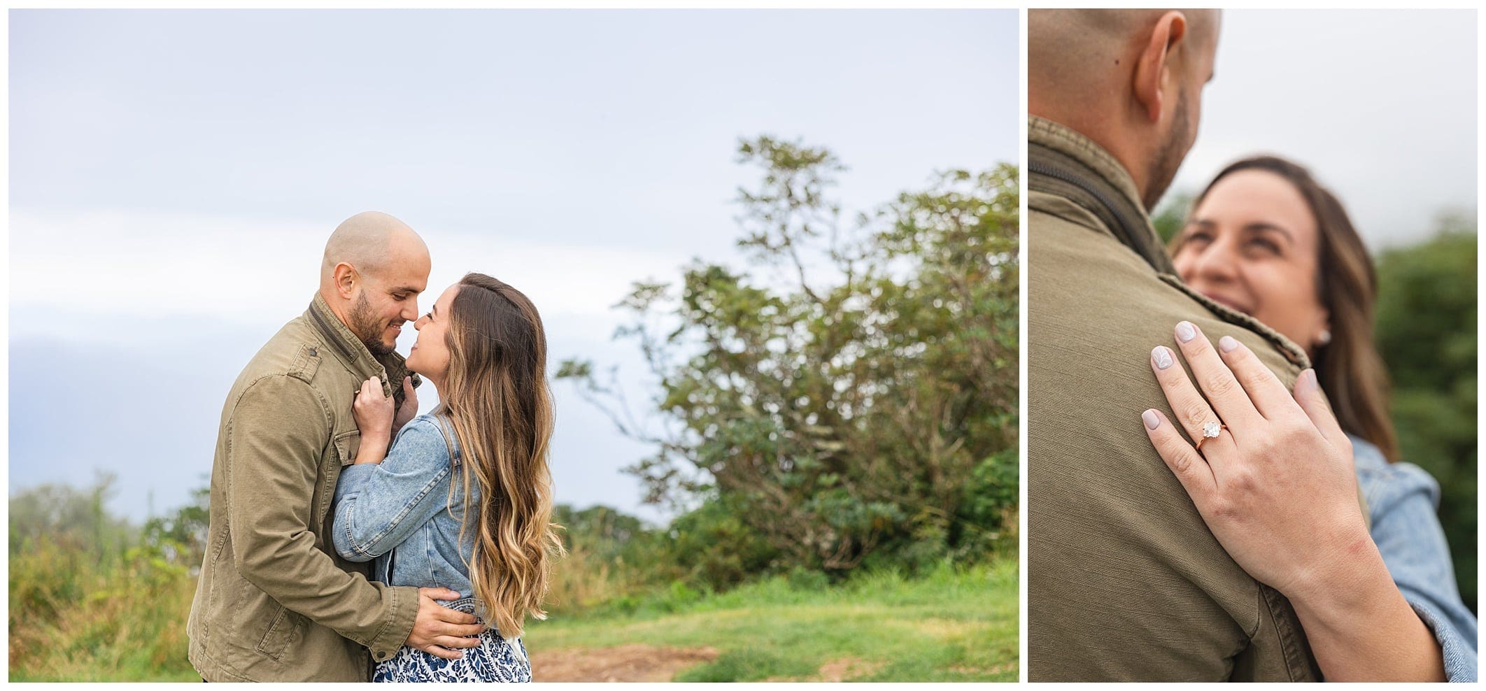 Couple poses for their Blue Ridge Parkway engagement session