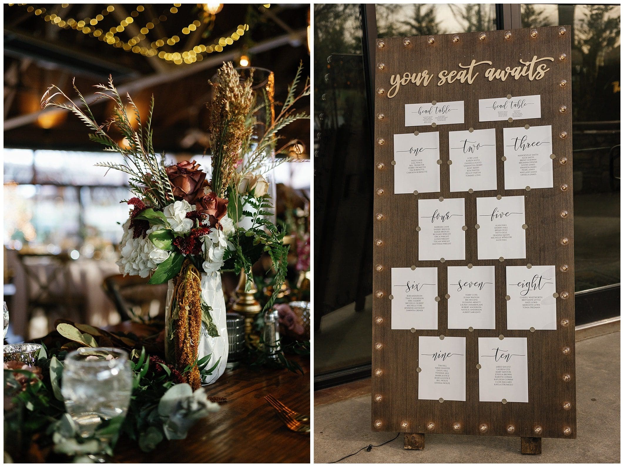 reception details at Asheville wedding