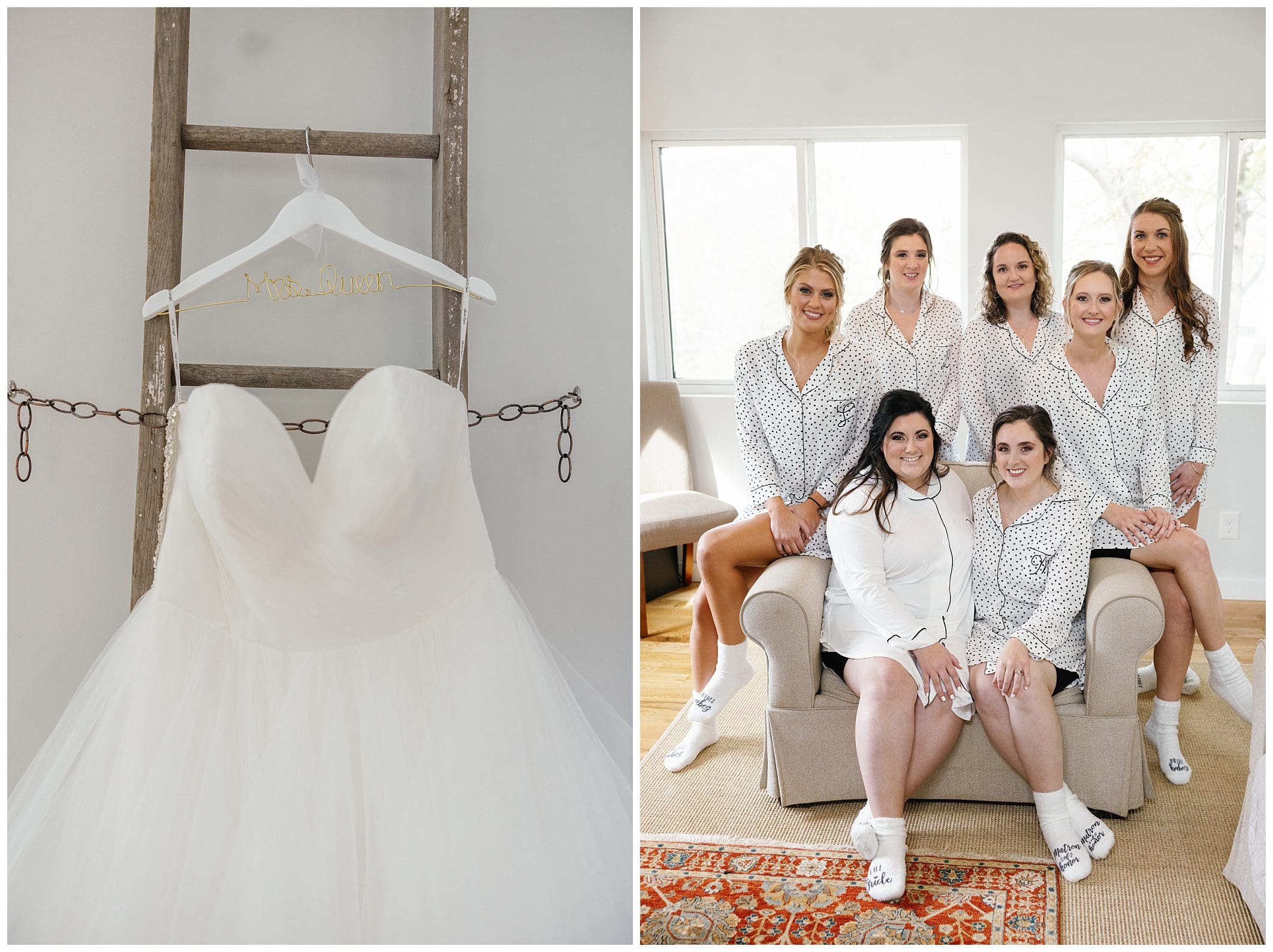 bride and bridesmaids getting ready for a November wedding at The Crest