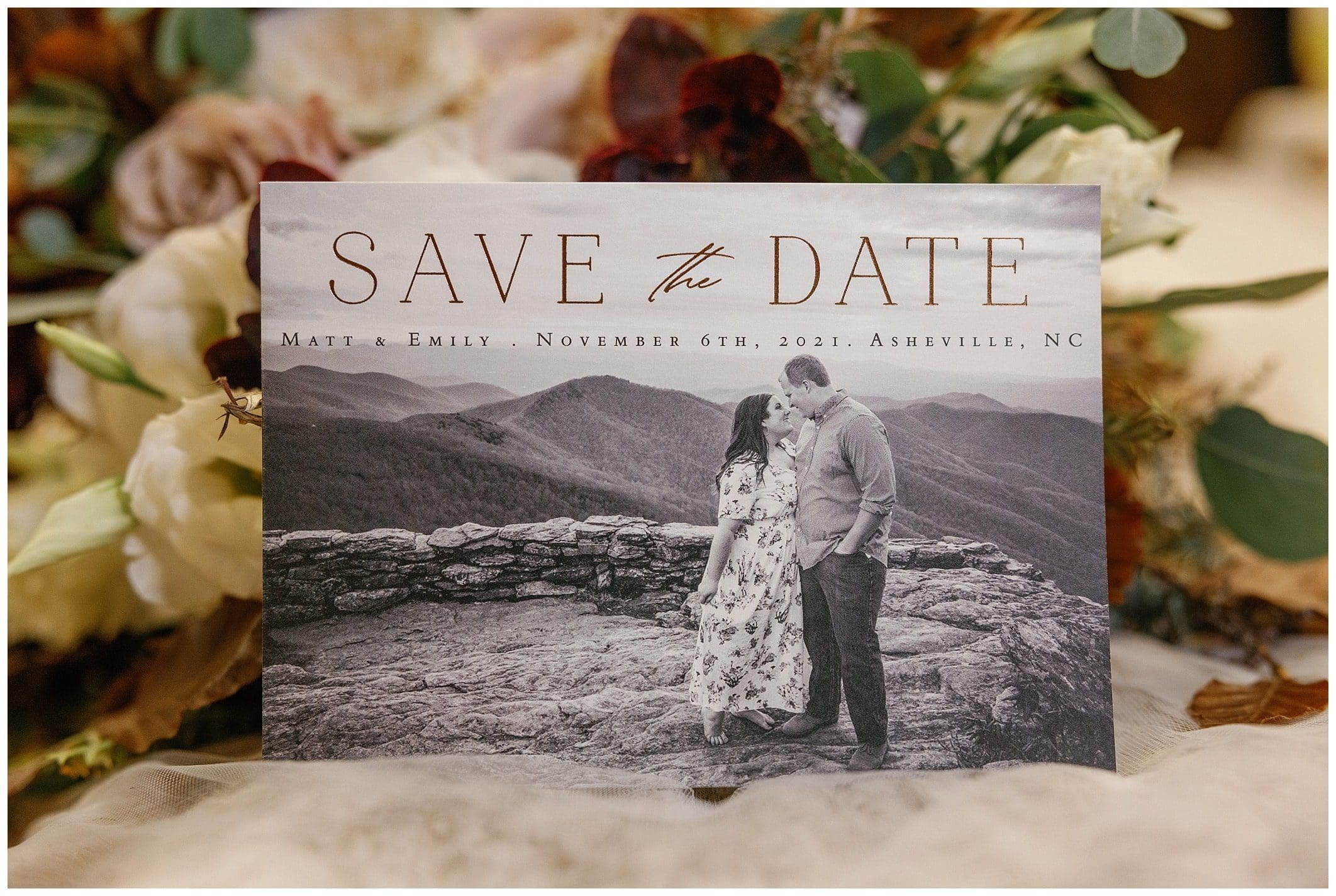 photo of asheville wedding save the date