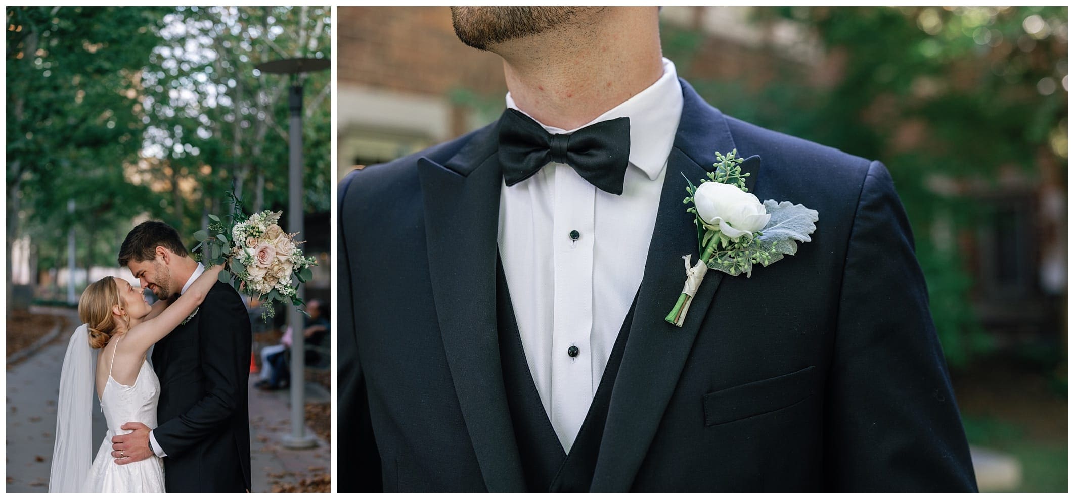 bride and groom portraits in downtown Asheville