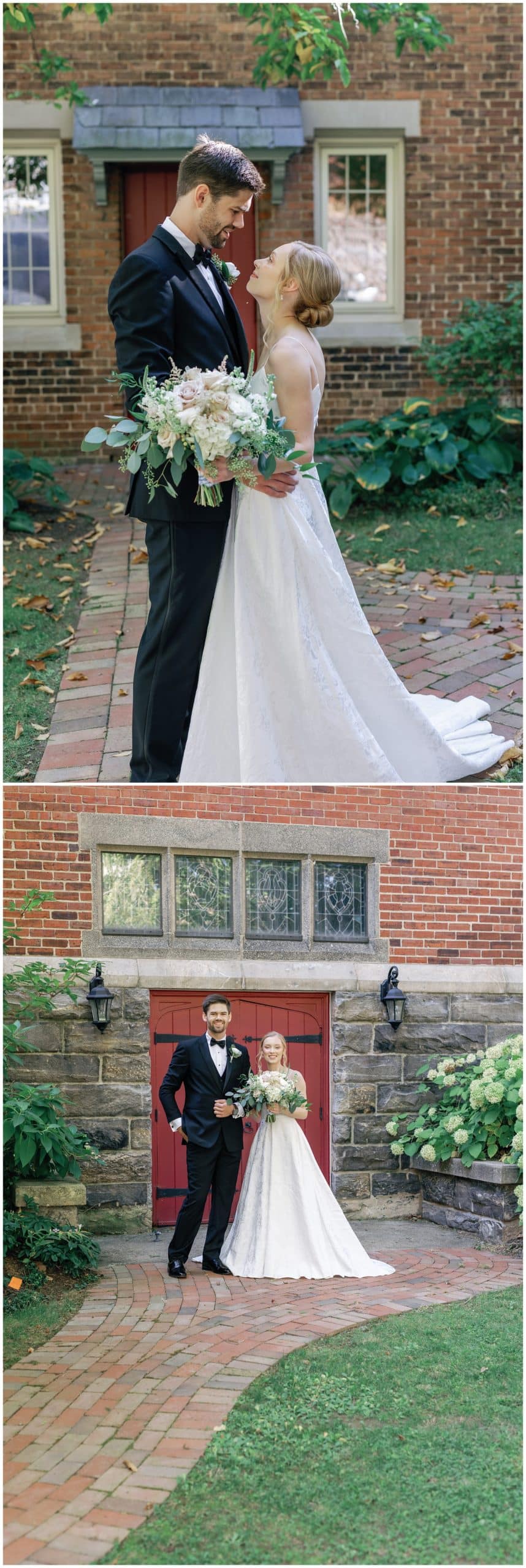 Couple portrait after first look in downtown Asheville, NC 