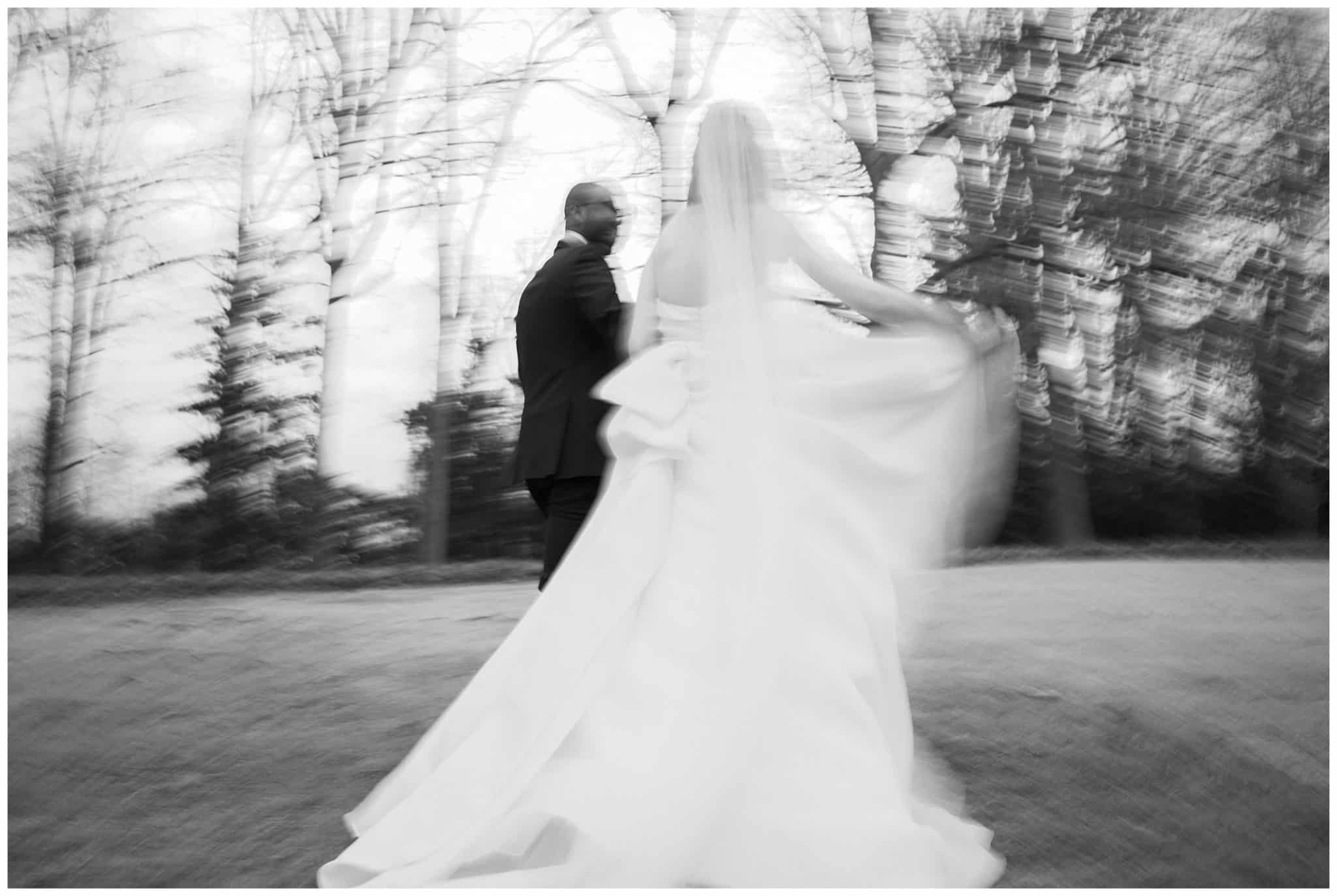 blurry black and white wedding photo