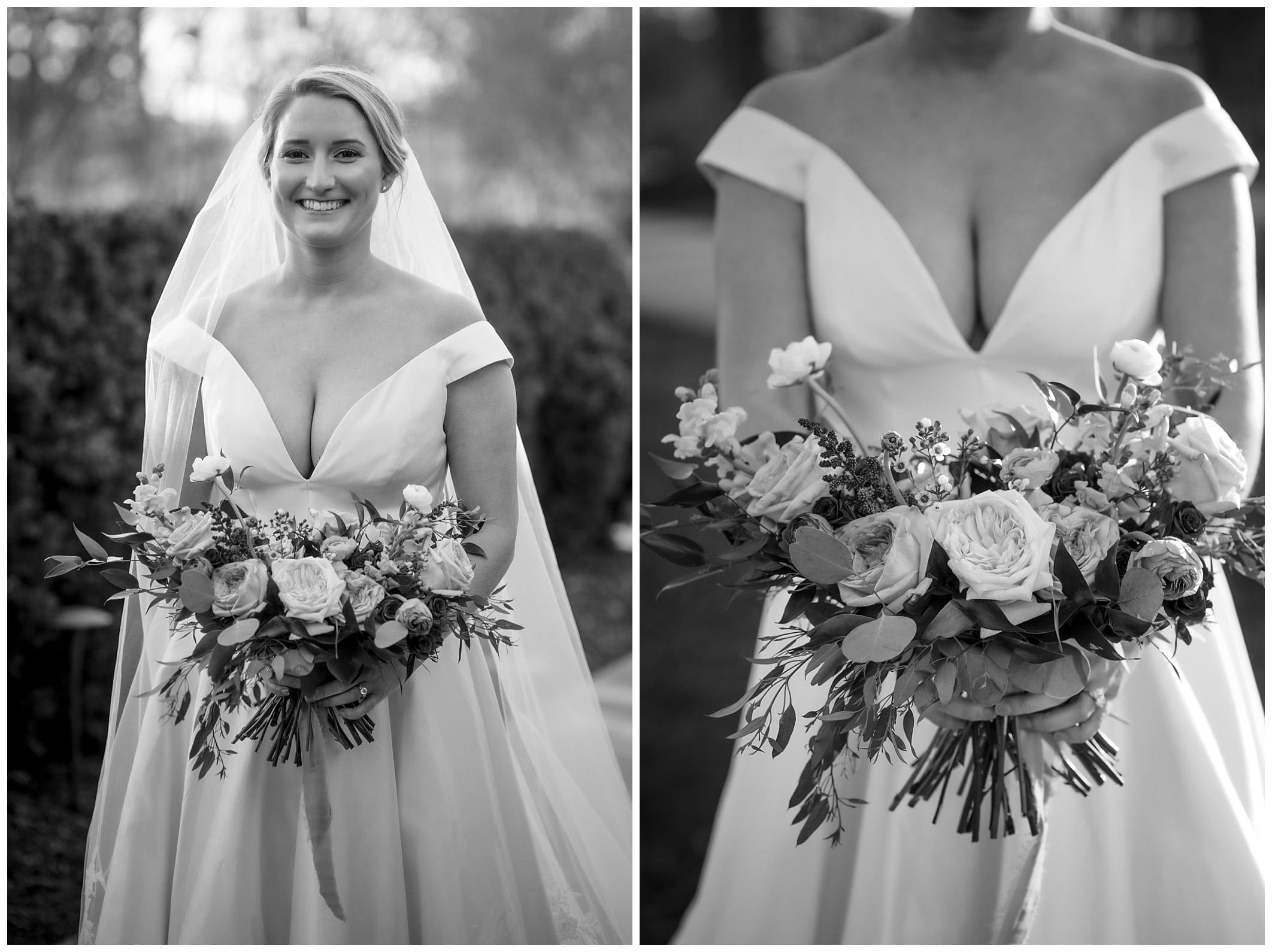 Bridal portrait in black and white by Kathy Beaver Photography