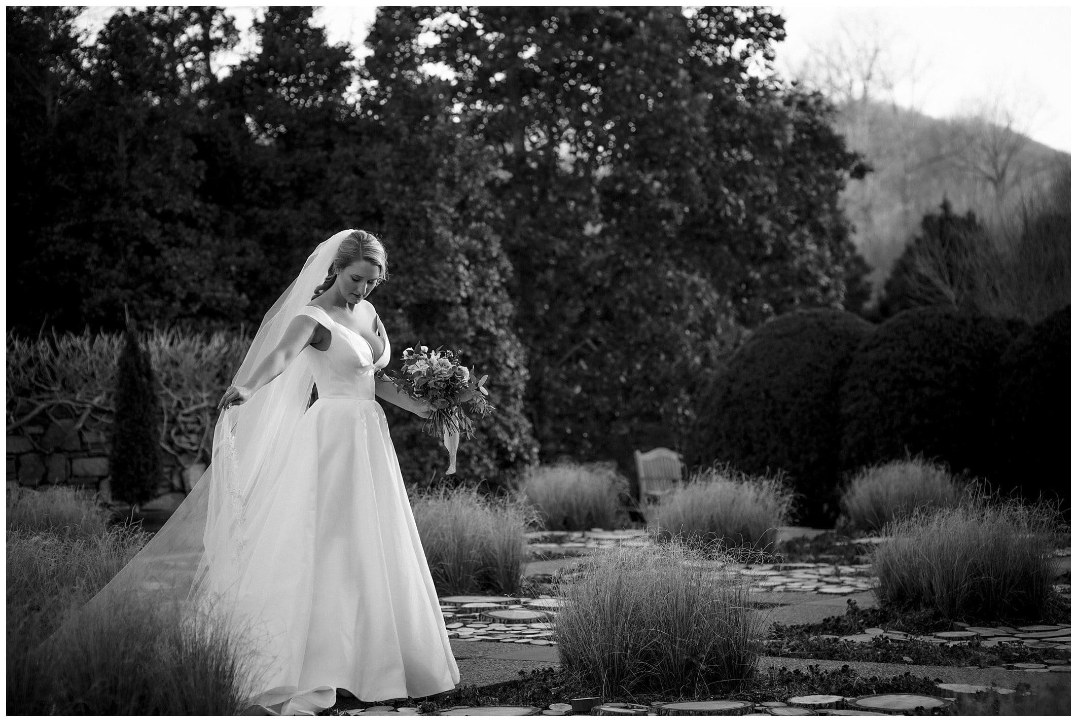 winter bridal portraits done by Asheville photographer