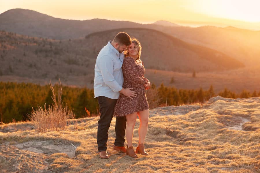 Golden hour engagement photos in asheville nc