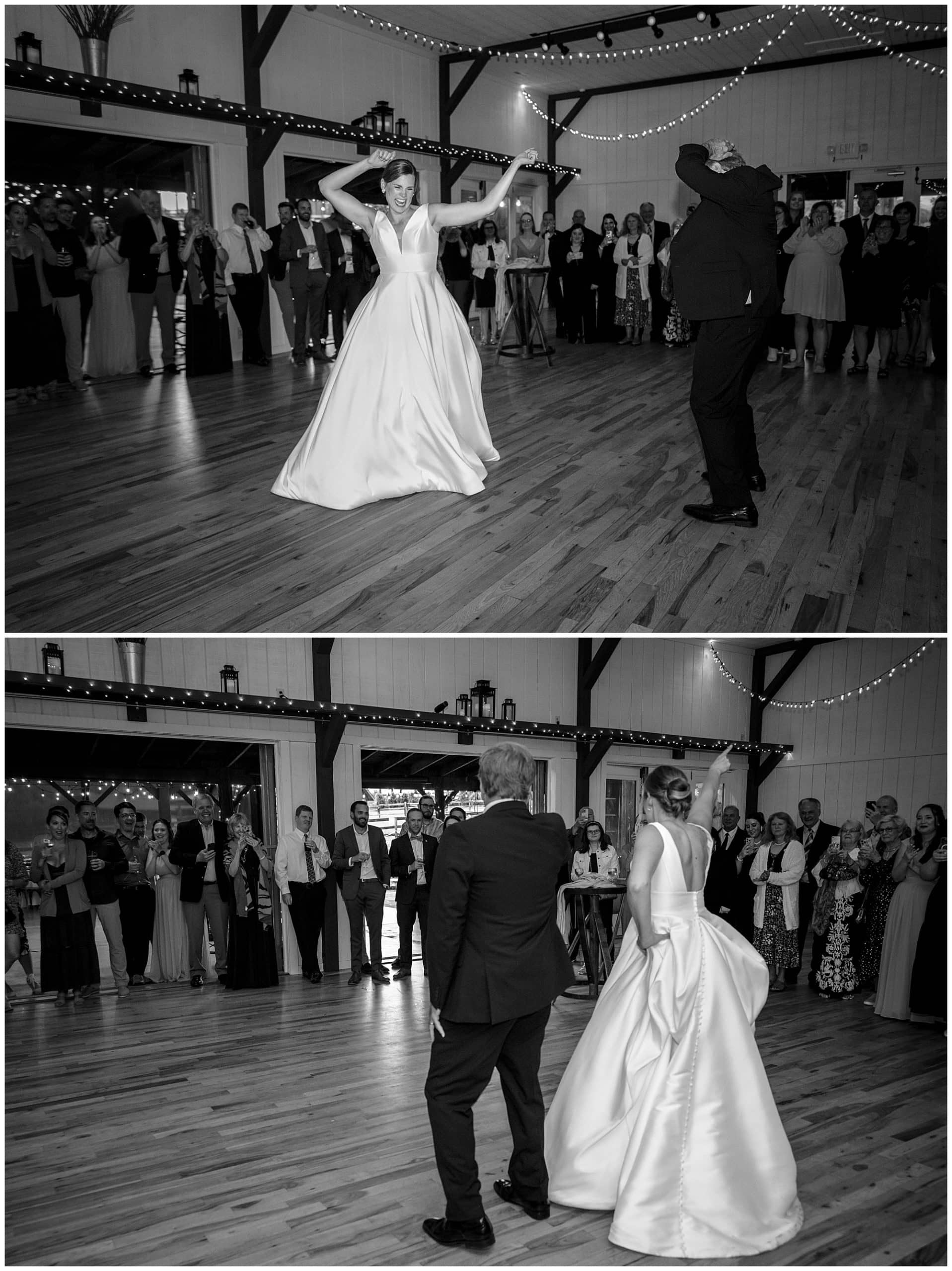 fun first dance by bride and her father  photography by kathy beaver 