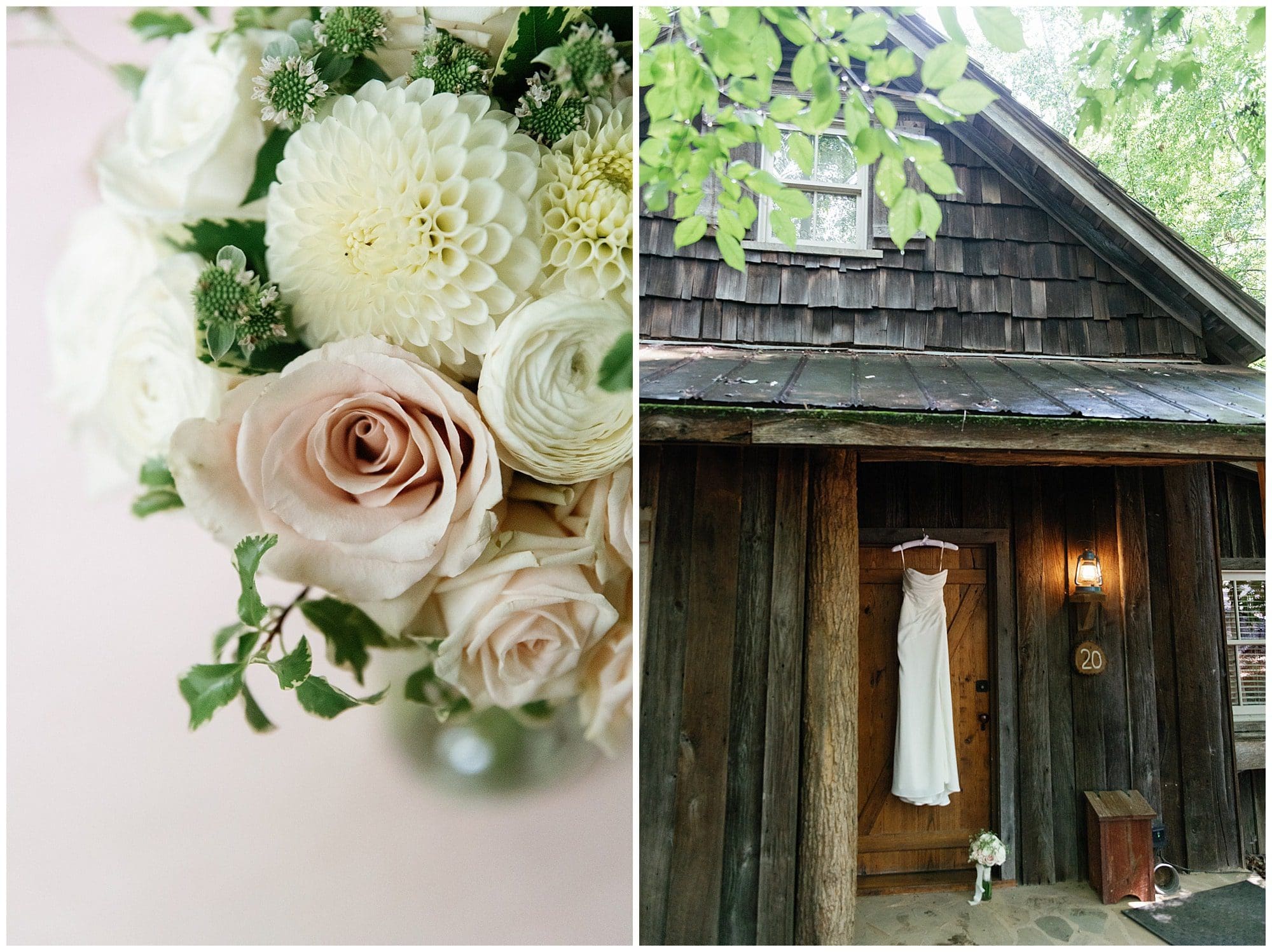 Cabin where the bride got ready at The Farm wedding venue outside Asheville NC