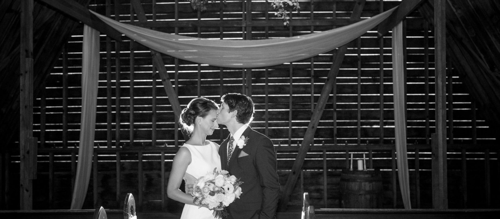 Indoor chapel portrait in black and white.