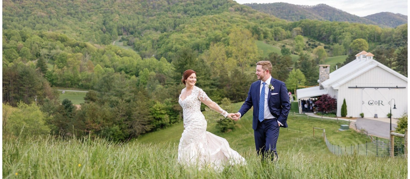 couple poses outside at Chestnut Ridge