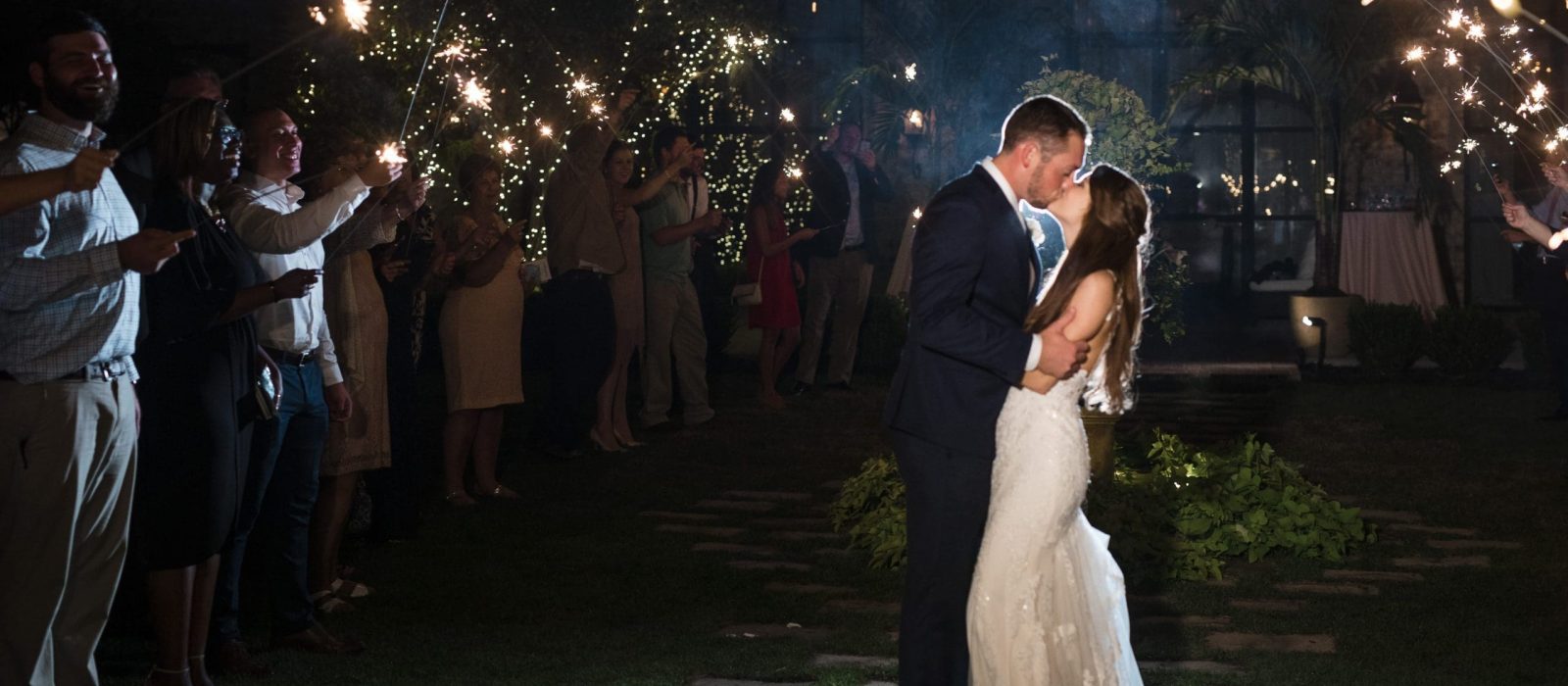 bride and groom sparkler exit