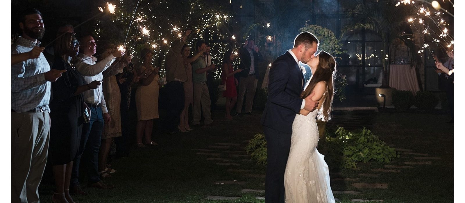 Exit at Wedding With Sparklers