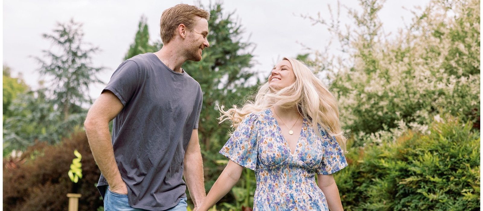 Action shots are always a must at engagement sessions- this couple is walking and laughing